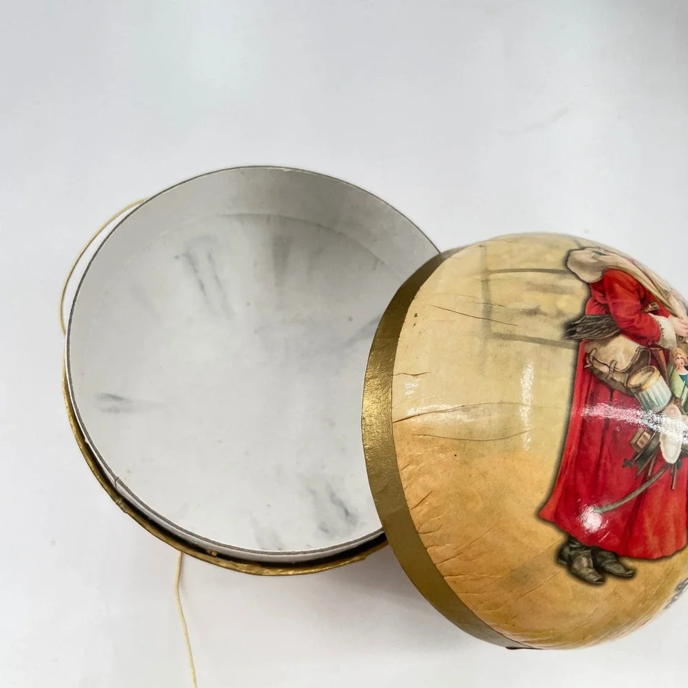 Vintage Christmas Ornament Lot 7pc Disco Balls Poinsettia Victorian Santa Bell